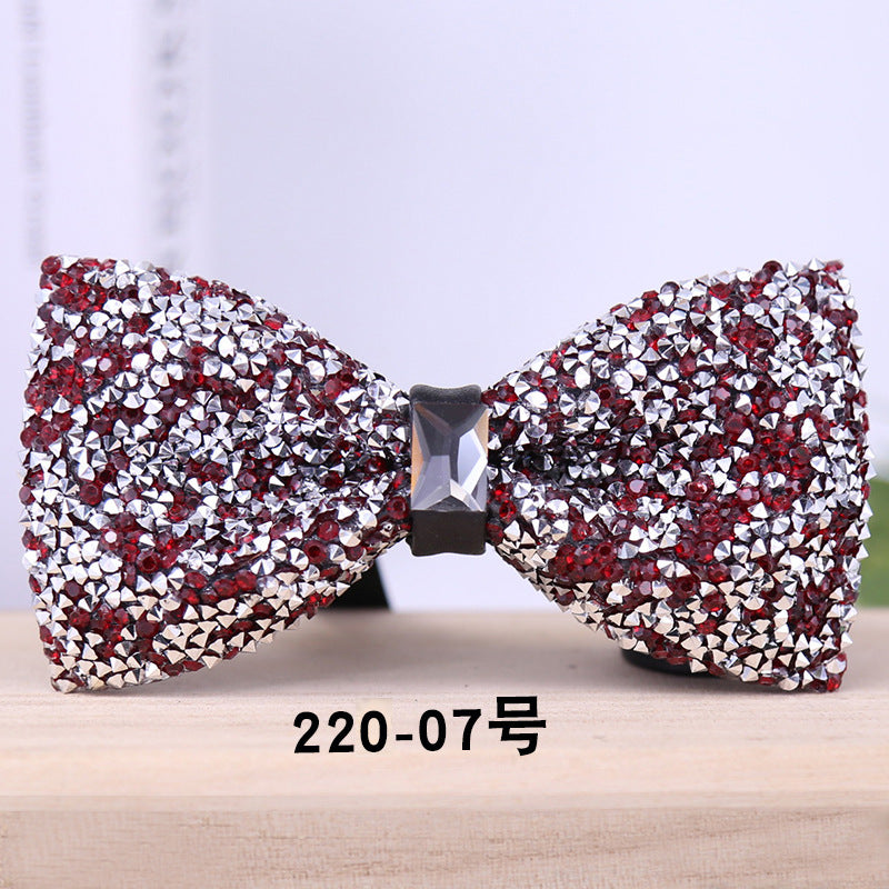 multi-color bow tie crystal starry rhinestone banquet nightclub super flash diamond wedding groom clay collar