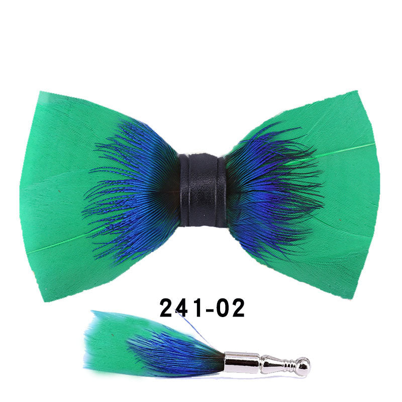 241 Peacock Blue Feather Man Hosts the Party Groom Groomsman Group Butterfly Wedding Bow Tie Spot