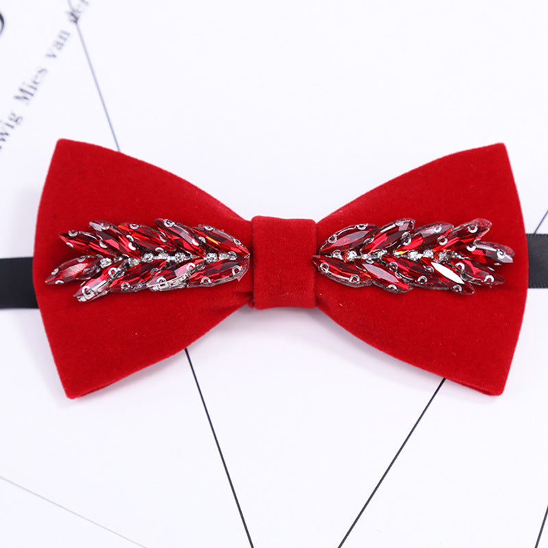 Crystal Leaf Suede Classic Bow Korean Business White Shirt Bow Tie Flower