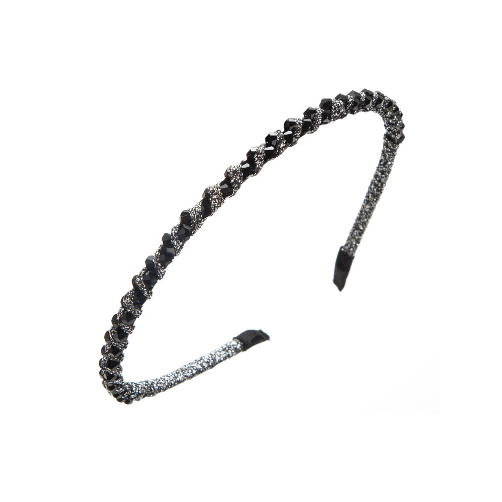 Cross-border supply: super flash crystal, hand-woven beaded, fine-edged headband, Korean version, sweet fashion and versatile hair accessories wholesale