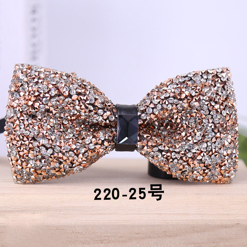 multi-color bow tie crystal starry rhinestone banquet nightclub super flash diamond wedding groom clay collar