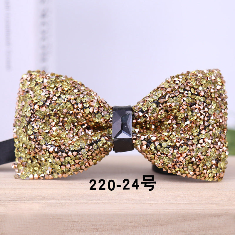 multi-color bow tie crystal starry rhinestone banquet nightclub super flash diamond wedding groom clay collar