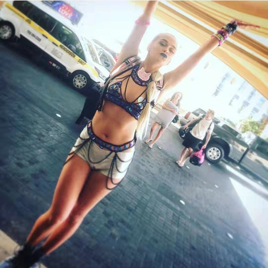 2024 New European and American Cross-border Punk Jewelry Sexy Chest Chain, Personality Clothing Chain, Acrylic Bra Body Chain