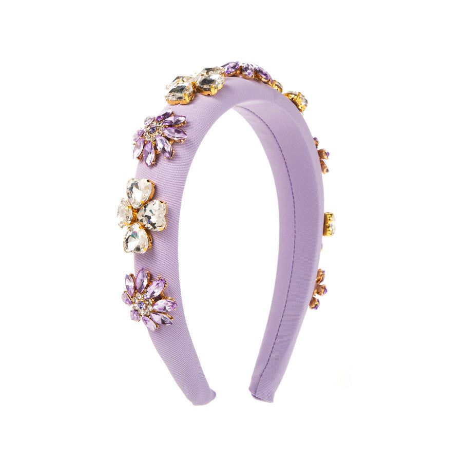 Cross-border popular European and American creative baroque headbands, flower rhinestones, heart-shaped headbands, retro heavy industry hair accessories wholesale