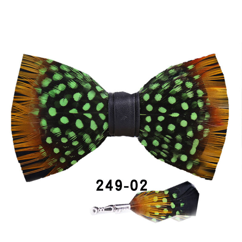 249 black and white dots yellow feathers male wedding groom best man group pot butterfly wedding wedding bow tie flower tie