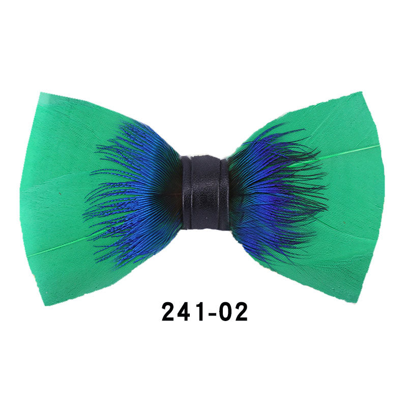 241 Peacock Blue Feather Man Hosts the Party Groom Groomsman Group Butterfly Wedding Bow Tie Spot