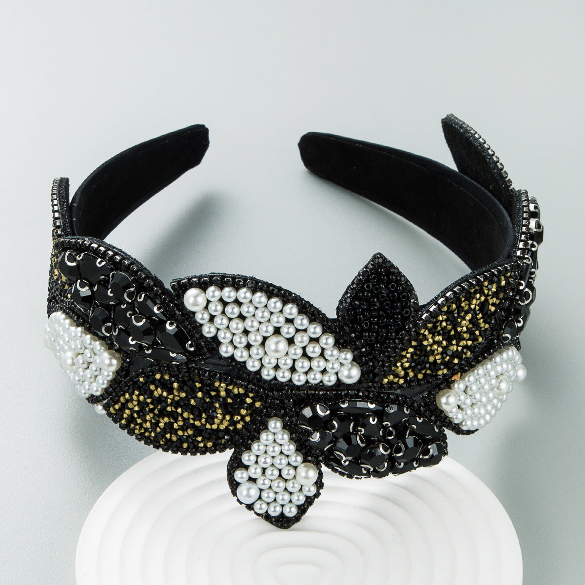 Harmony headbands, retro exaggerated, European and American style, inlaid with rhinestones, pearls, baroque headbands, women's enlarged wide-brimmed ball hair accessories