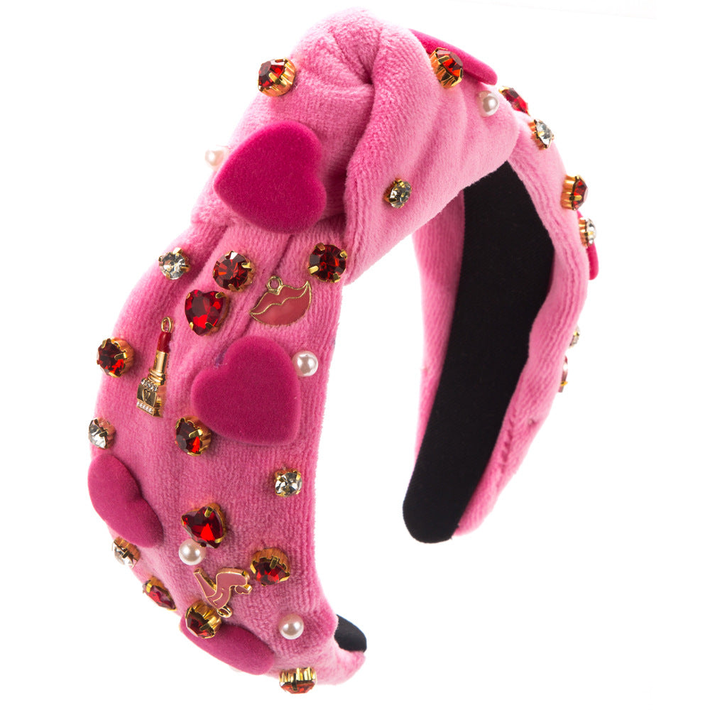 European and American new baroque headbands, hand-stitched glass diamonds, inlaid love accessories, high skull top, wide-brimmed hair accessories, cross-border wholesale