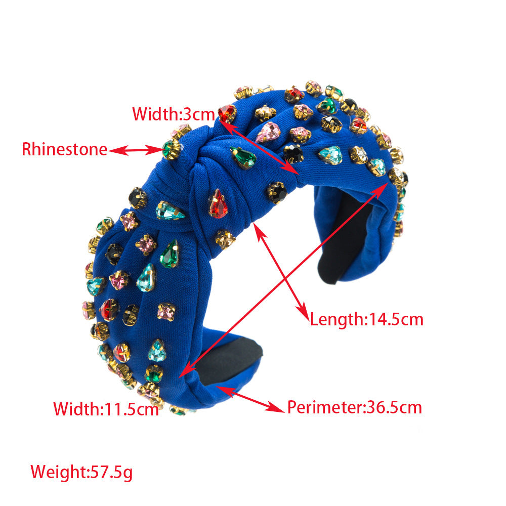 Heming headbands cross-border new retro baroque colored drill bits hoops women's fashion versatile wide-brimmed high cranial hair accessories