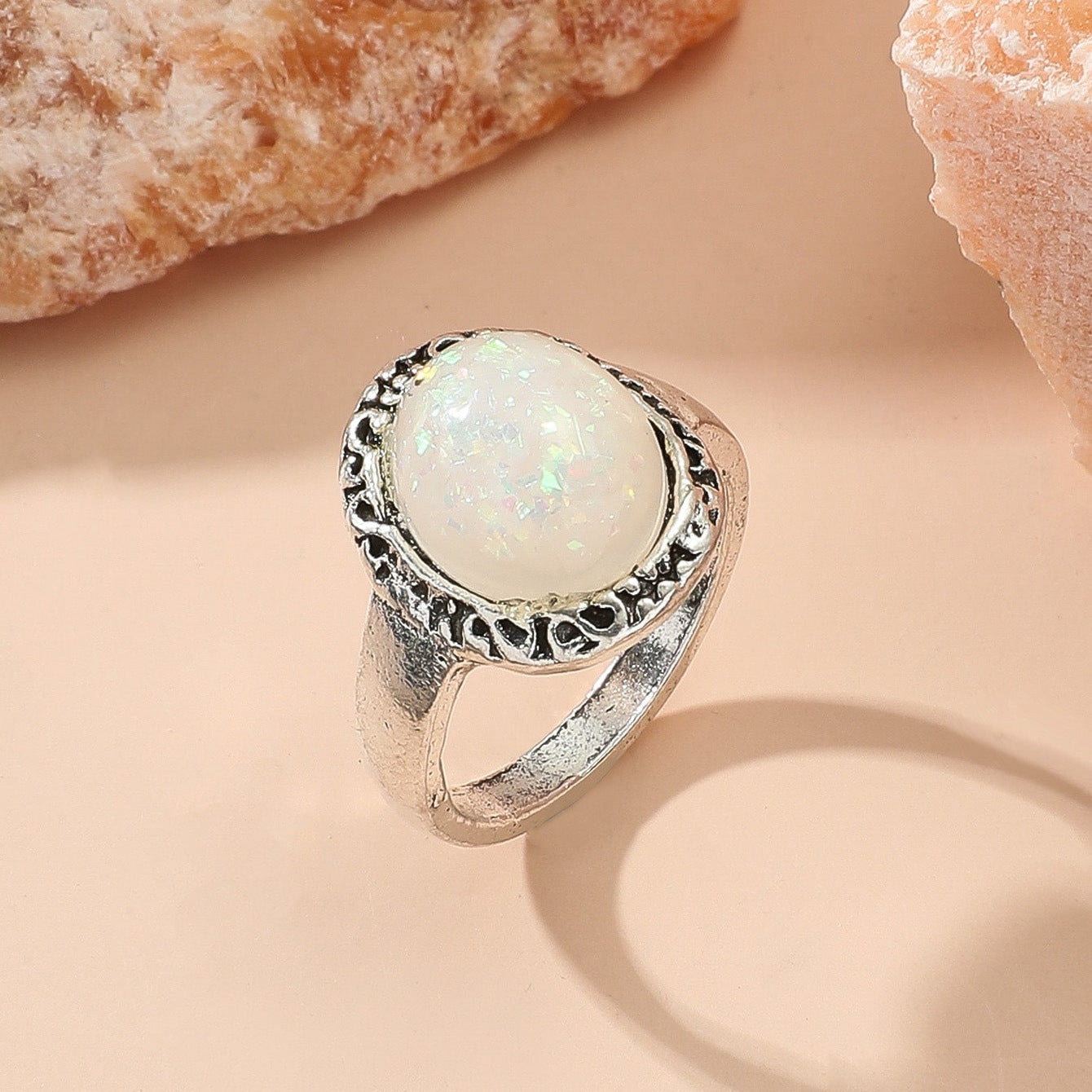 New cross-border jewelry bohemian turquoise alloy ring personality fashion versatile ring ring