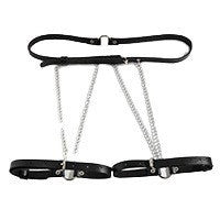 New European and American cross-border punk jewelry, leather black waist chain, leg chain, sexy aluminum chain, PU leather waist chain, body chain