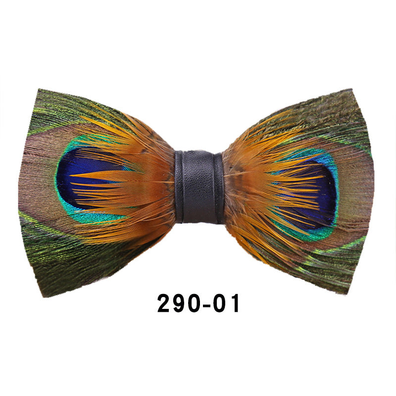 290 male bow tie peacock big eyes blue feather wedding groom male wedding best man bow in stock