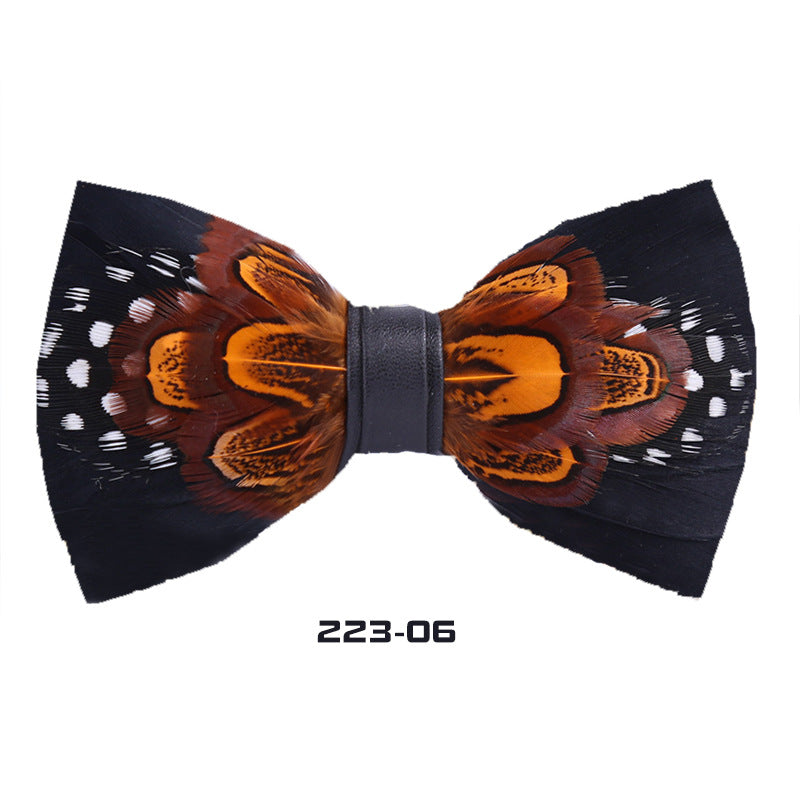 223 male bow tie red feather bird feather banquet nightclub wedding groom clay pot wedding banquet bow