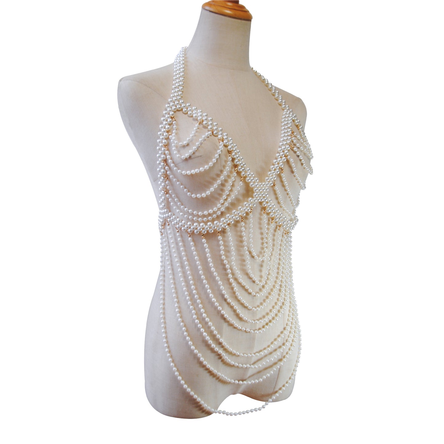 New European and American Jewelry, Fashion, Bridal Shawl, Dress, Chest Chain, Exaggerated Multi-layered Pearls, Sexy Chest Ornament, Body Chain