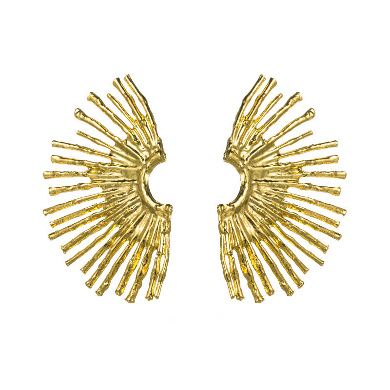 Cross-border popular ins style exaggerated earrings wholesale ZA alloy sunflower studs gold punk high-quality earrings