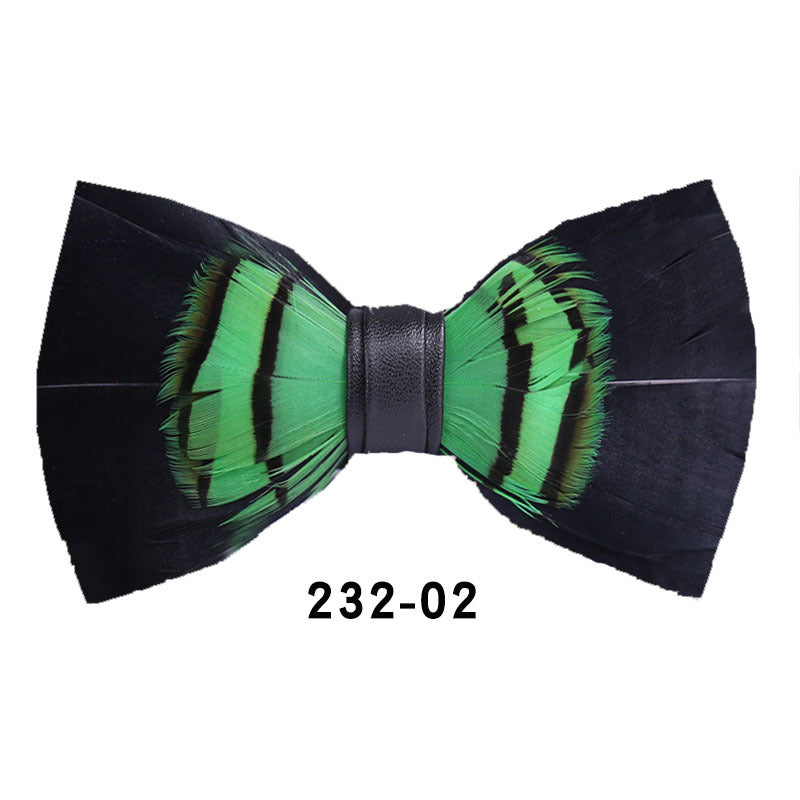 232 Green Feather Man Presides Over the Party, Groom, Groomsmen, Butterflies, Wedding Bow Tie, Flowers