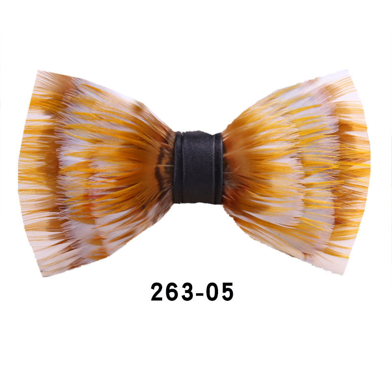 263 Gray Black Feather Bow Tie Men's Wedding Banquet Clay Suit Accessories Shirt With Box Bow