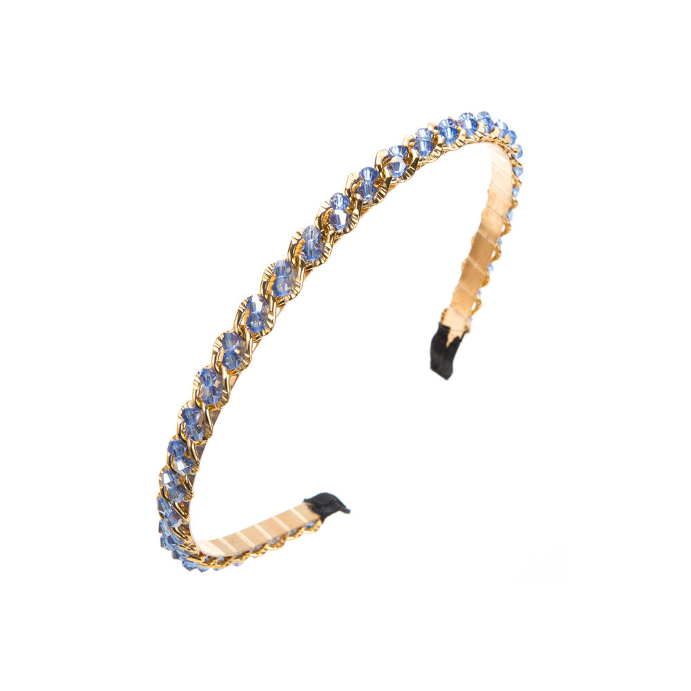 New retro metal headband, Korean crystal chain wrapping headband, Internet celebrity versatile temperament, face wash hair hole headwear