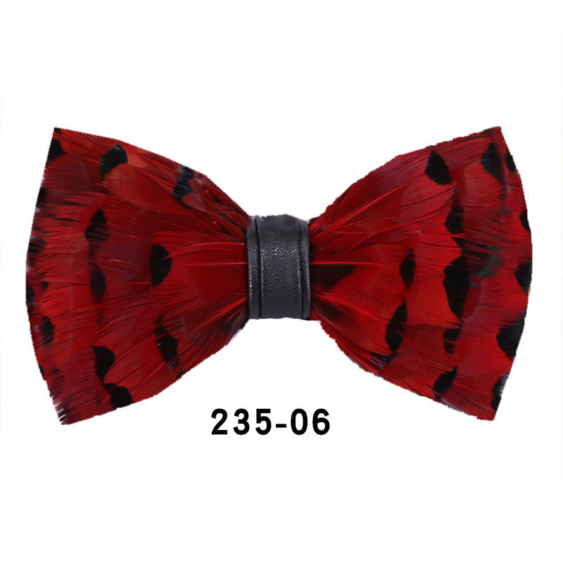 235 Red Feather Shirt Bow Tie Men Wedding Party Collar Yellow Suit Bow