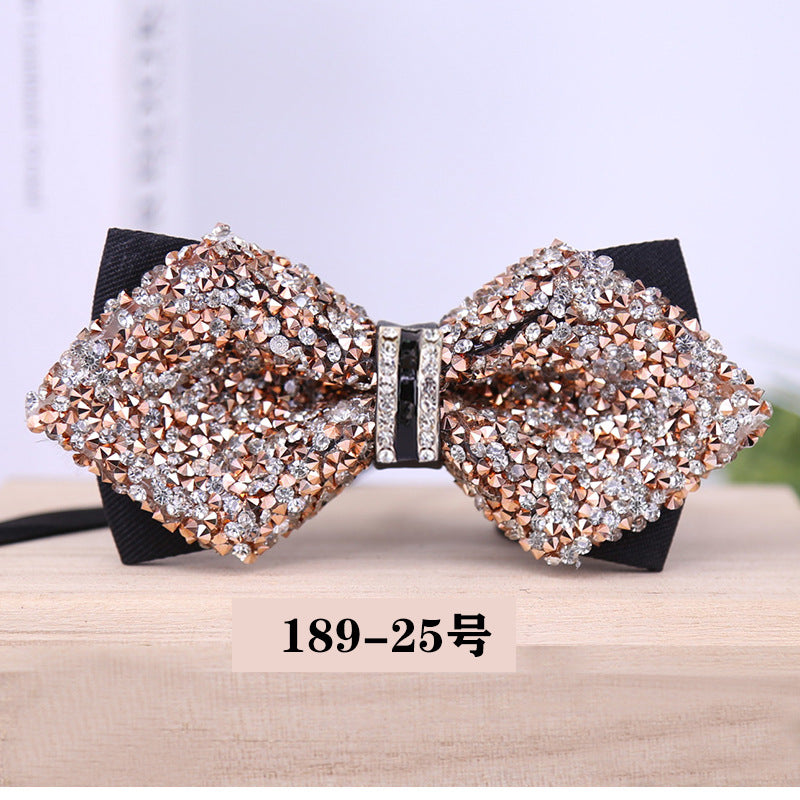 189 crystal bow tie, rhinestones, starry banquet, nightclub, diamond marry, groom, clay bow