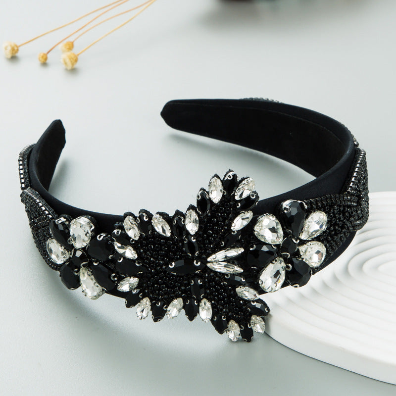 Heming headbands, European and American new gorgeous crystal baroque headdresses, retro wide-brimmed butterfly headbands, high-end hair accessories