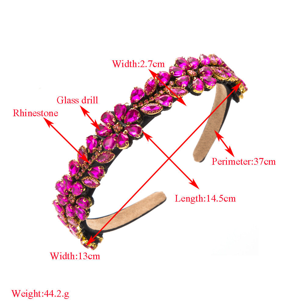 European and American new retro baroque full diamond headbands personality inlaid with diamonds multi-color thin strips high quality headband hair accessories wholesale