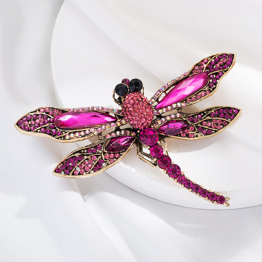 European and American cross-border trend alloy, diamond studded dragonfly brooch, girly cute pin, fashion personality, corsage accessories, foreign trade