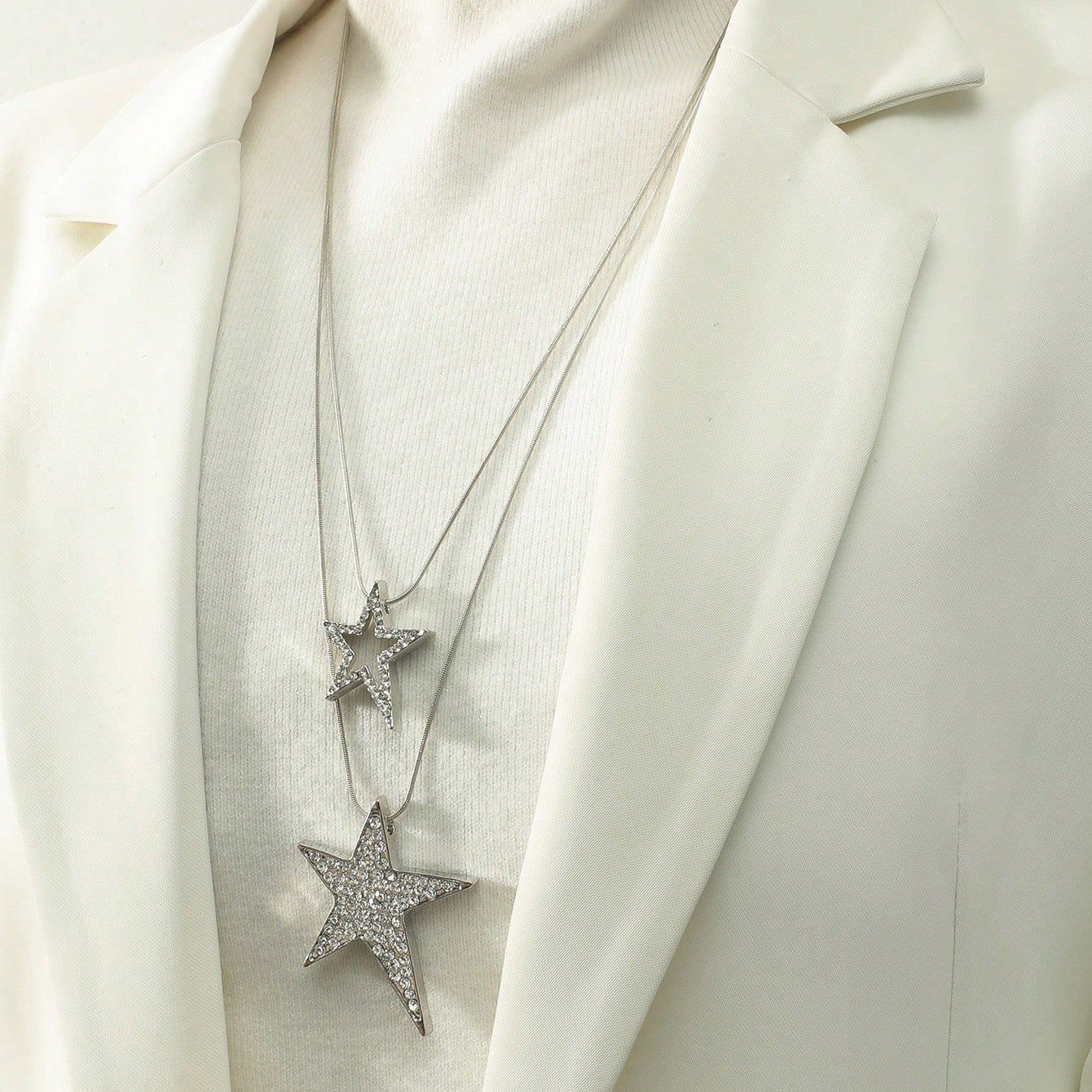 New Korean version double-layered five-pointed star sweater chain ornament fashion trend long fashion versatile necklace