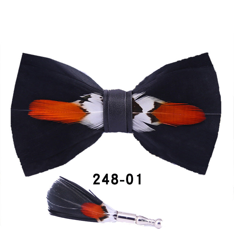 248 black feather man presided over the party, groom, groomsmen, children, flower girls, bow ties, and flower ties