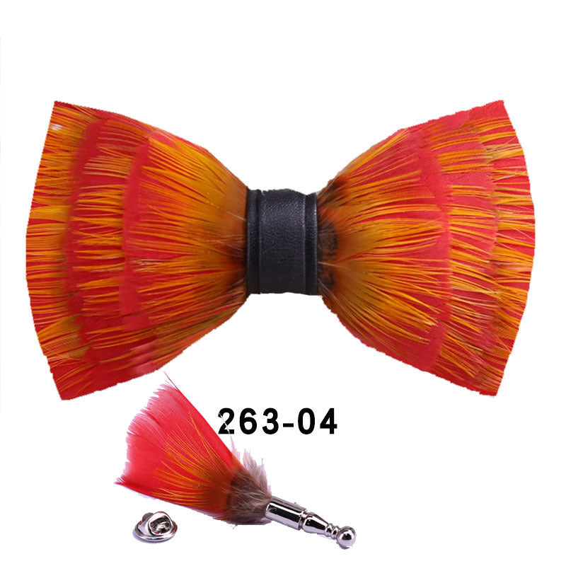 263 Gray Black Feather Bow Tie Men's Wedding Banquet Clay Suit Accessories Shirt With Box Bow