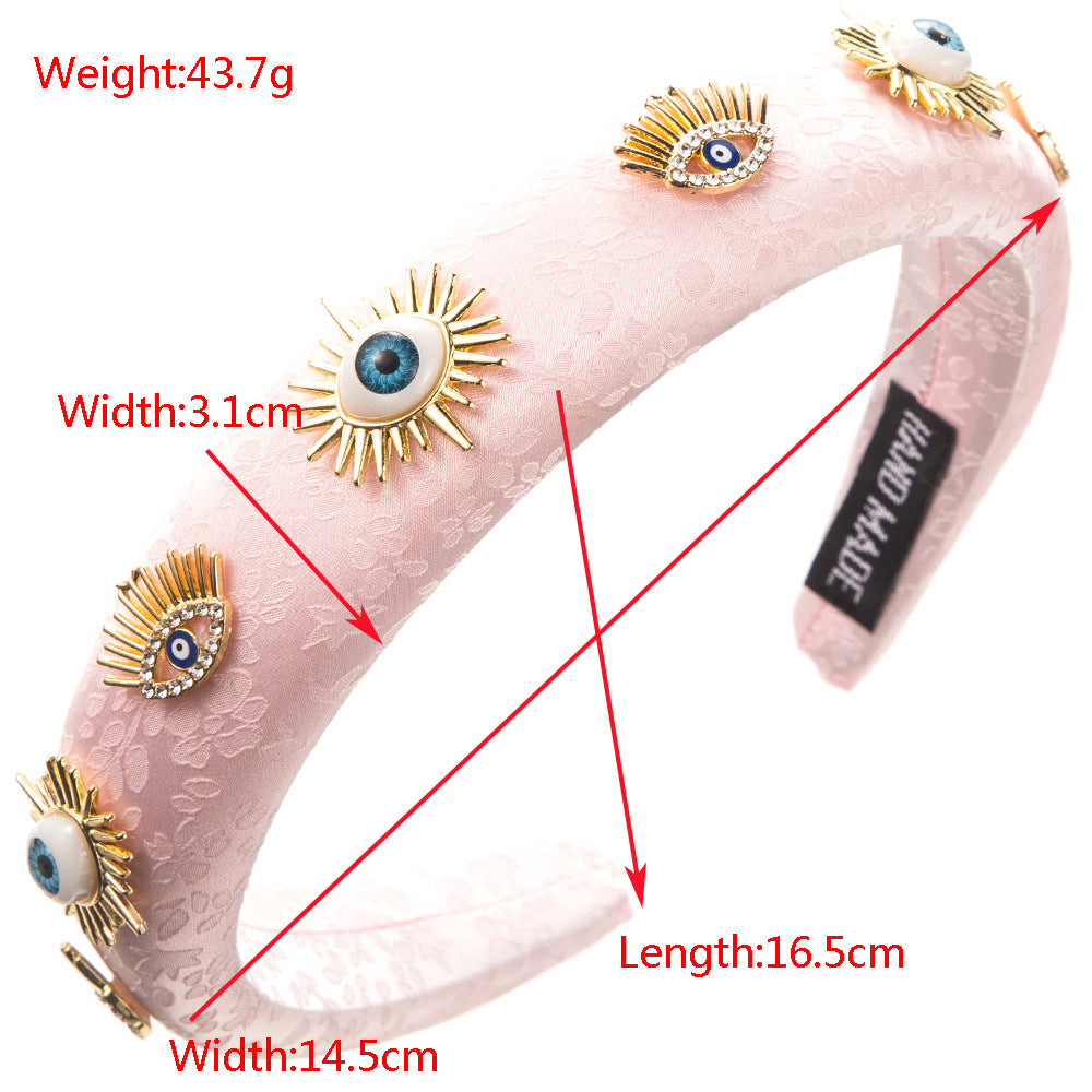 European and American new trend sponge high skull headband female retro creative devil's eye diamond party headband hair accessories