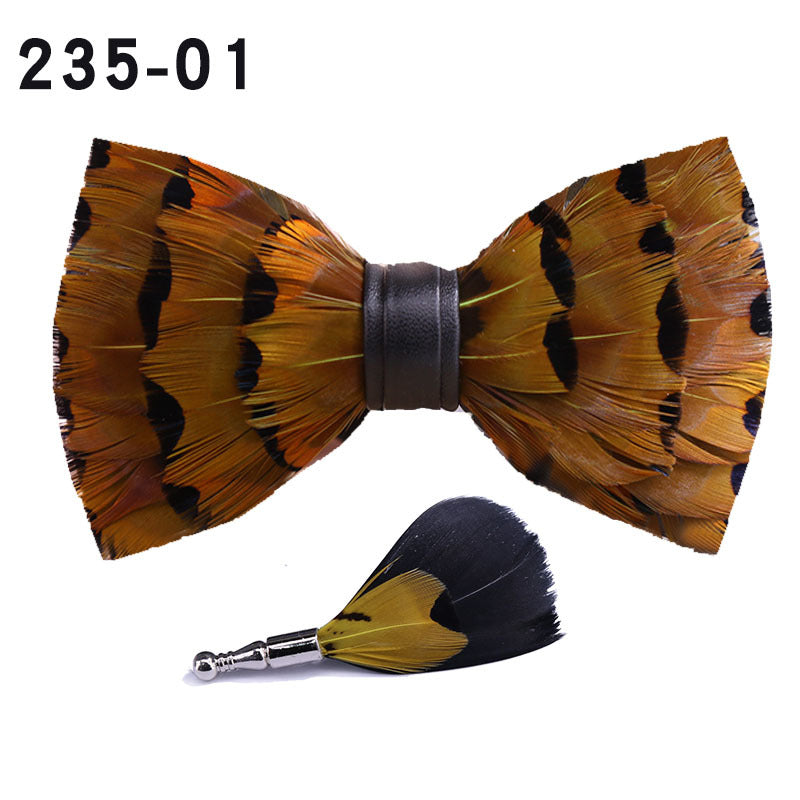 Yellow Feather Bow Tie Men's Wedding Officiating Wedding Suit Suit Accessories Shirt Collar Flower Butterfly