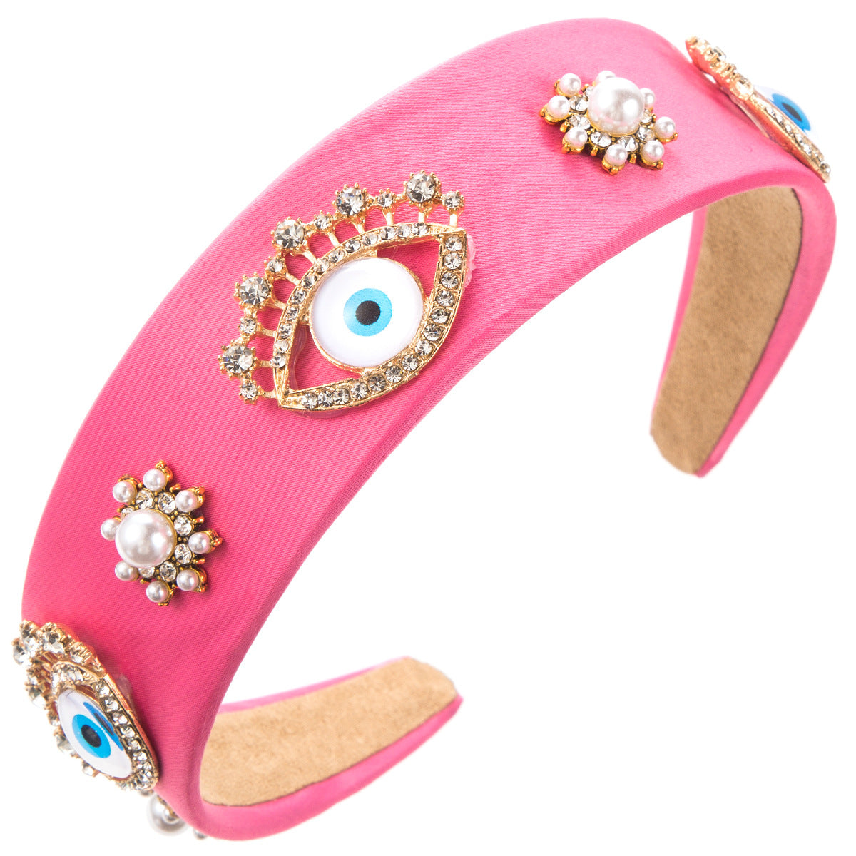 European and American trends, new personality, devil's eye, headband, female inlaid with pearls, flowers, wide-brimmed temperament, street photography hair accessories, hairpins