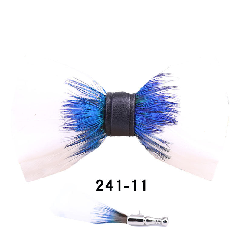 241 Peacock Blue Feather Man Hosts the Party Groom Groomsman Group Butterfly Wedding Bow Tie Spot