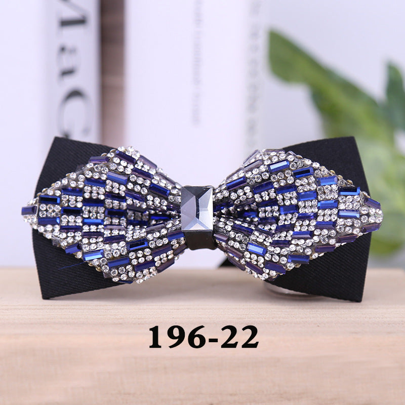 196 rectangular blue crystal bow tie male wedding party suit suit formal dress collar flower man crystal bow