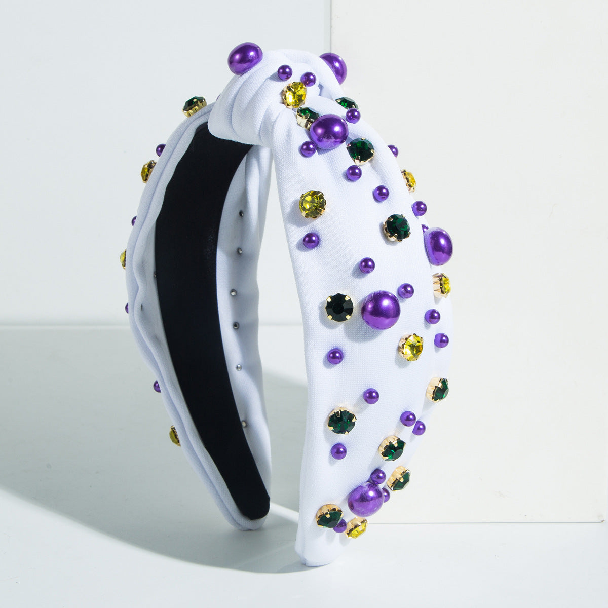Cross-border popular European and American pearl rhinestone headbands, light luxury twisted fabrics, high skull headbands, face washing, and headwear