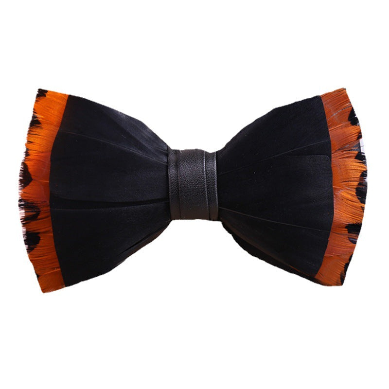 Yellow Classic Feather Wedding Bow Tie Best Man Group Pot Butterfly Wedding Bow Tie Shirt Collar Flower