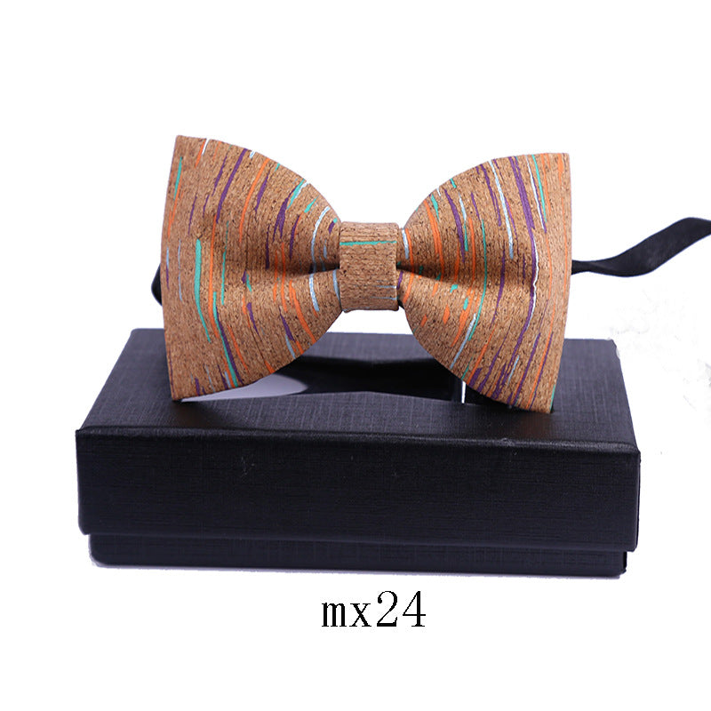 classic sawdust wood grain bow tie business formal wear Korean bow dress collar flower