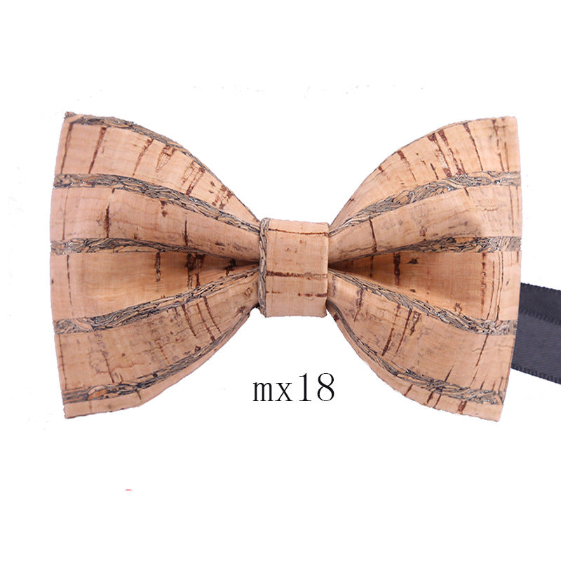 Men's Wood Grain Bow Tie Casual Sawdust Bow Wedding Show Host Shirt Dress Formal Wear Collar Flower