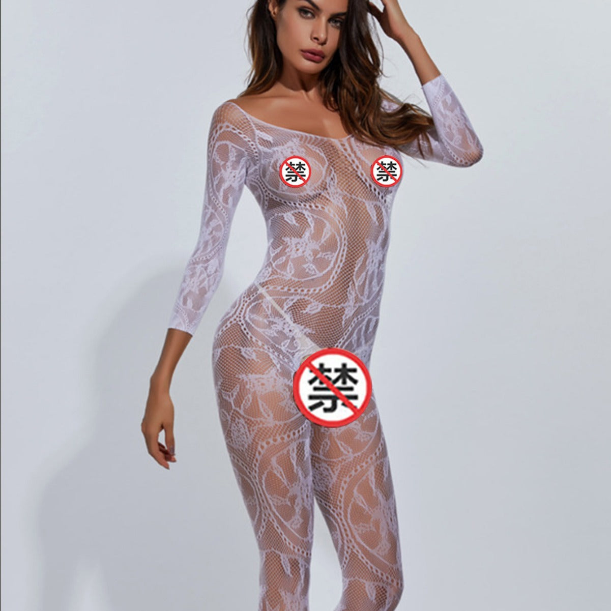 Yue Die's popular women's erotic underwear European and American pajamas Amazon sexy open stockings jumpsuit 606