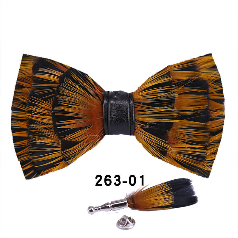 263 Gray Black Feather Bow Tie Men's Wedding Banquet Clay Suit Accessories Shirt With Box Bow