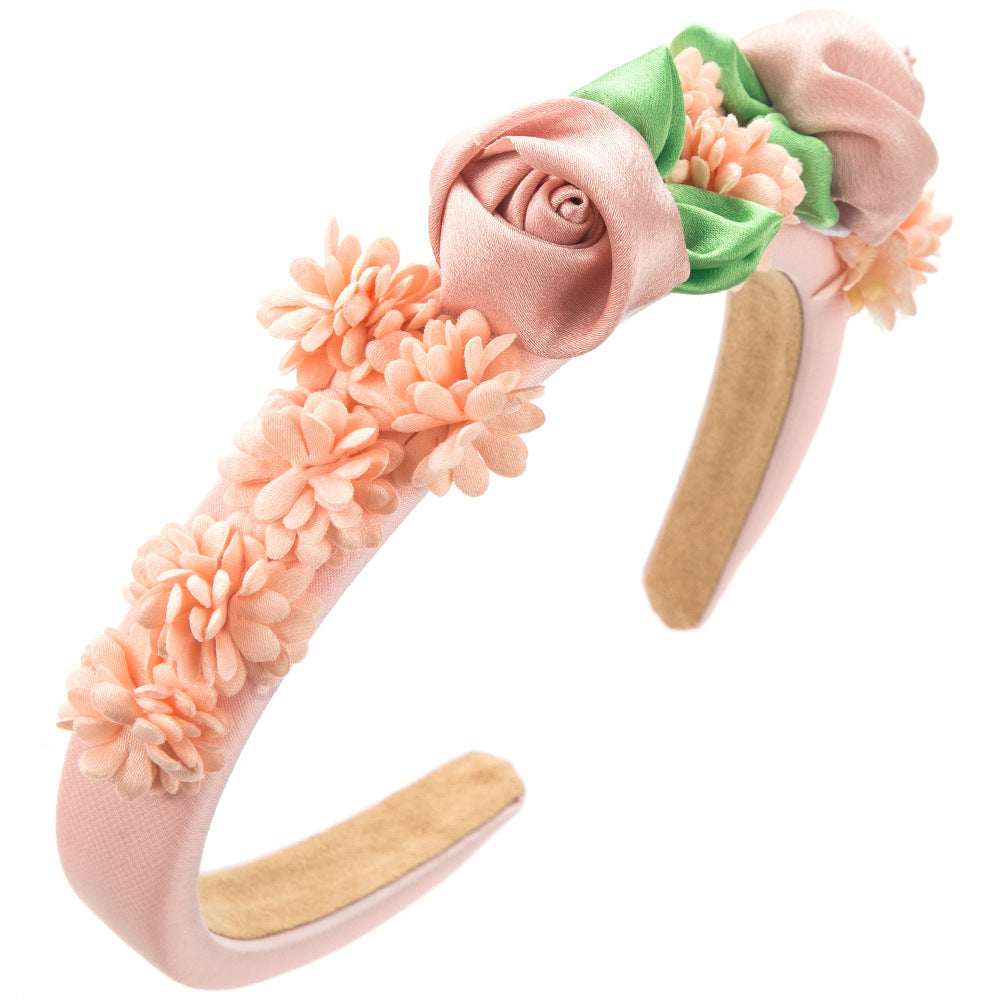 Korean gentle and versatile floral headbands, handmade artificial flower headbands, sponges, high skull crowns, small fresh hair accessories