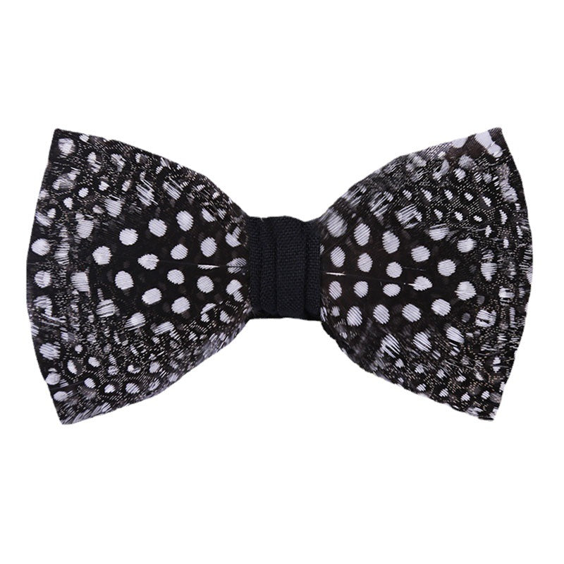 230 Black and White Classic Pearl Polka Dot Feather Best Man Group Pot Butterfly Wedding Bow Tie Shirt Collar Flower