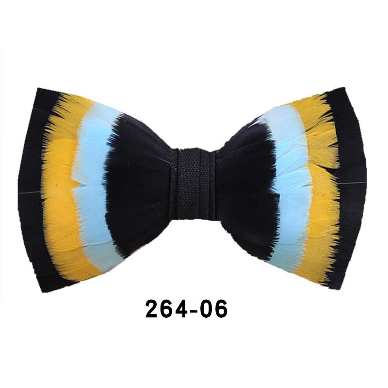 264 Colorful Feather Bow Tie Men's Wedding Banquet Clay Suit Accessories Shirt with Box Bow