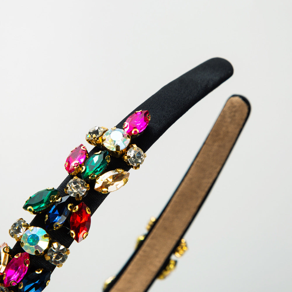 European and American baroque multi-color diamond-encrusted high-end hairbands, temperament, rhinestones, fine-edged hairpins, retro heavy industry, light luxury headbands