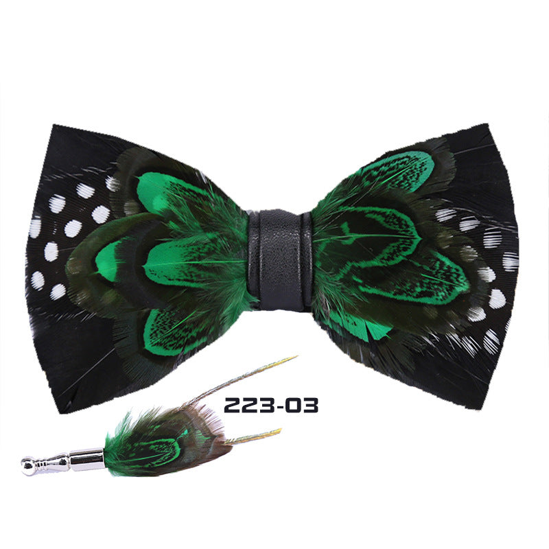 223 male bow tie red feather bird feather banquet nightclub wedding groom clay pot wedding banquet bow