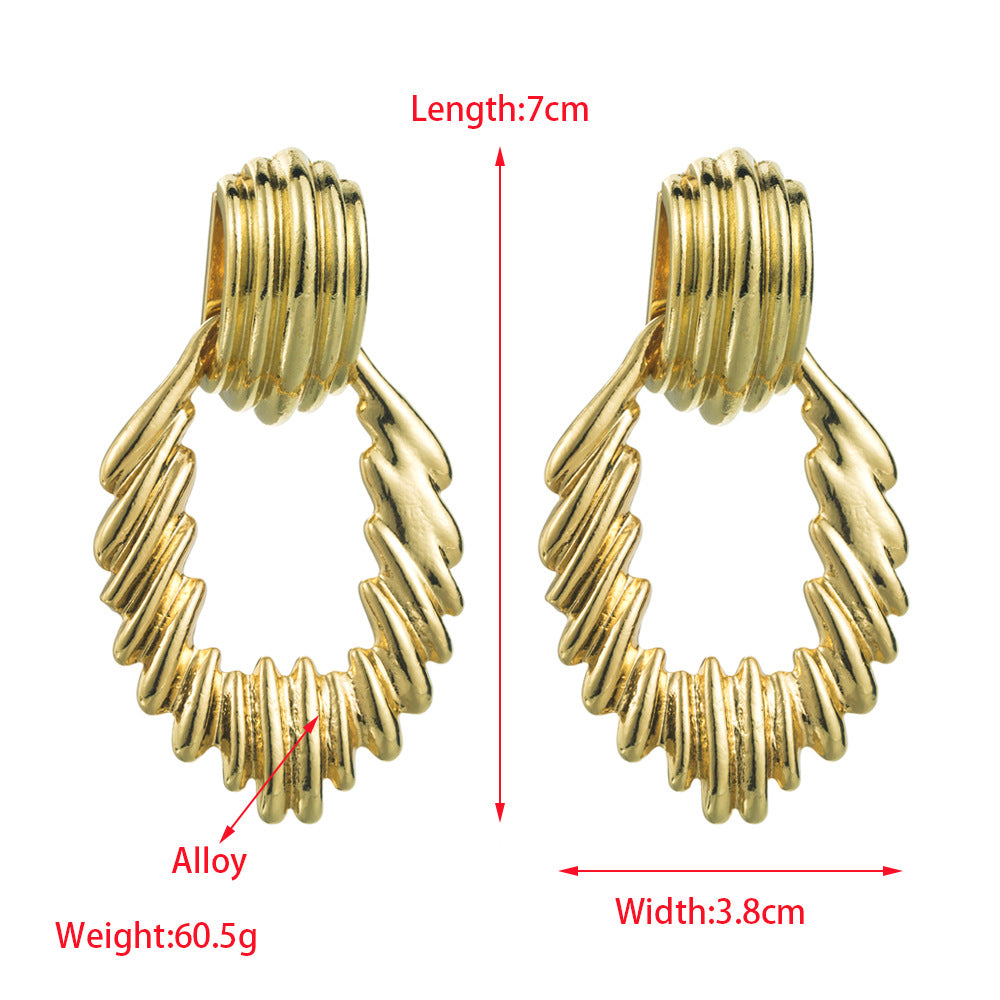 European and American cross-border heavy industry exaggerated trend alloy silver needle earrings female cold wind metallic earrings earrings