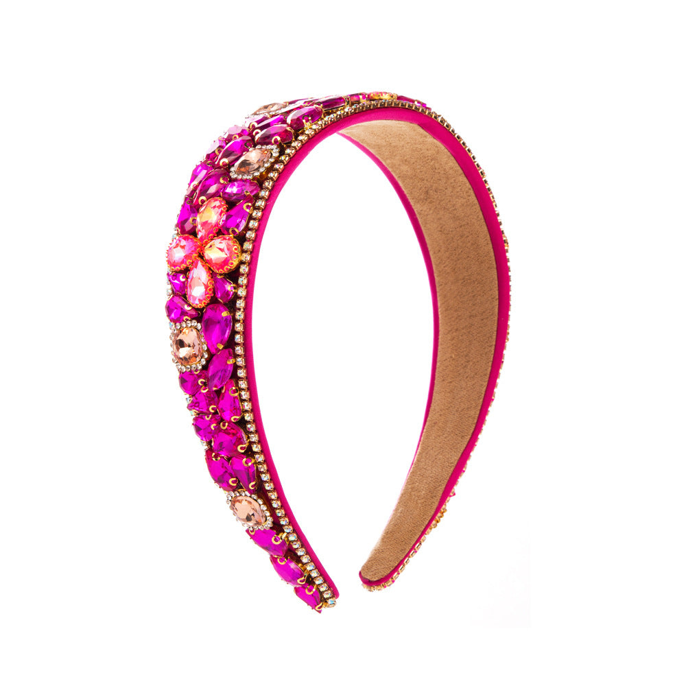 and Ming hair ornaments, baroque heavy industry headbands, women's European and American retro headbands, rhinestones, flowers, high-end banquet hair accessories