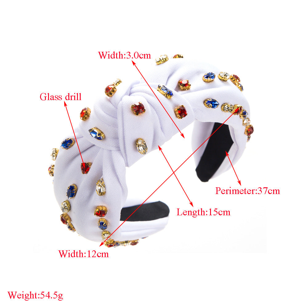 European and American new fashion knotted headbands, light luxury diamond-studded wild headwear, elegant women's headbands, cross-border supply