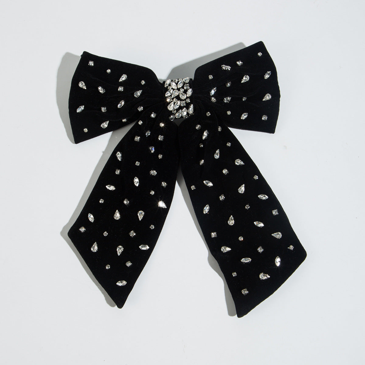 Korean new hairpins, flocked fabrics, hand-sewn diamonds, high-quality hairpins, spring clips, large bows, lady hair accessories